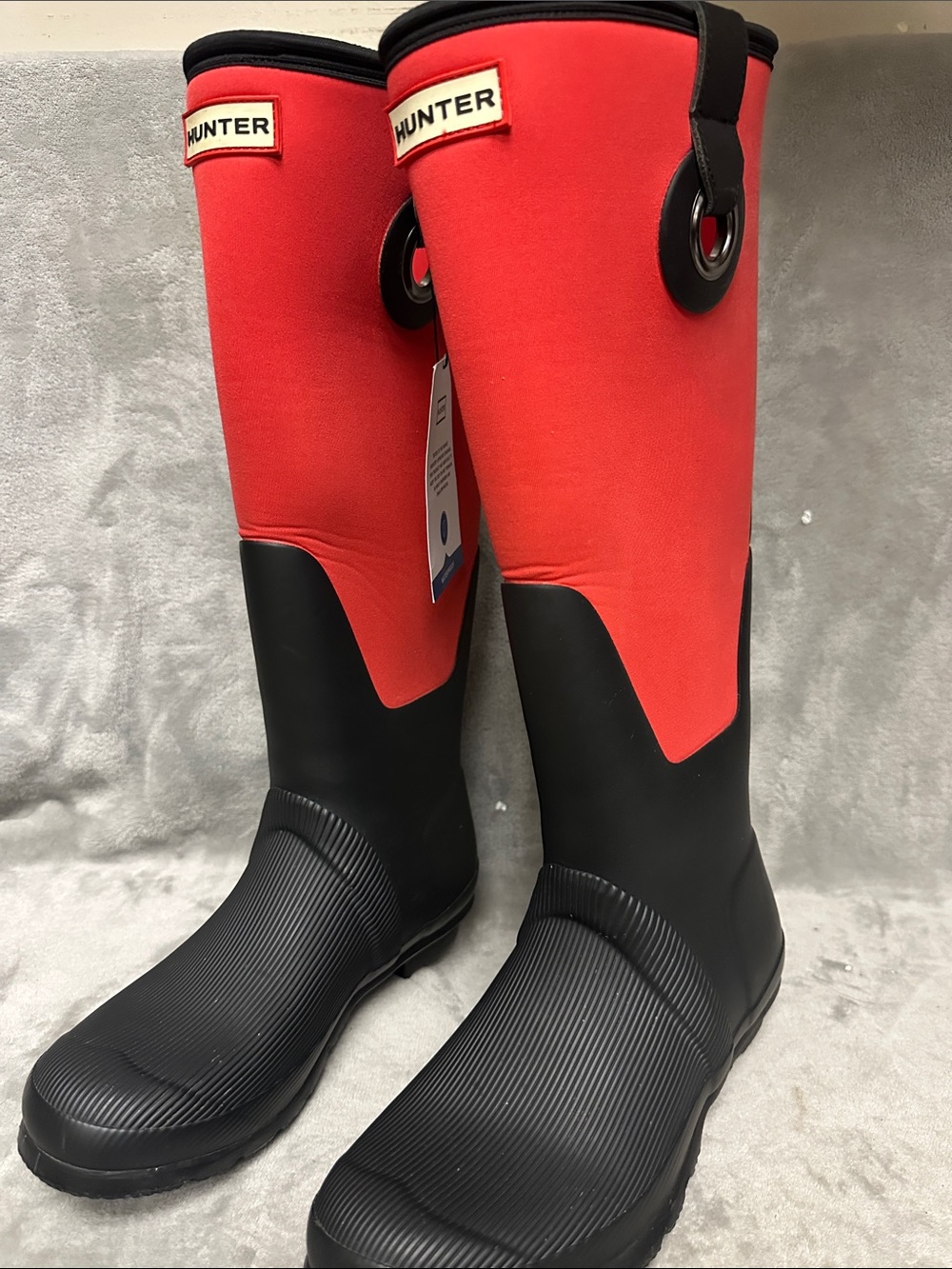 Hunter  Neoprene Red Black Boots Size 7